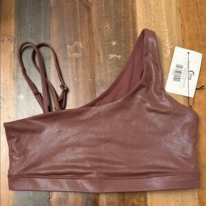 ZYIA Shimmering Brown One-Shoulder Bralette